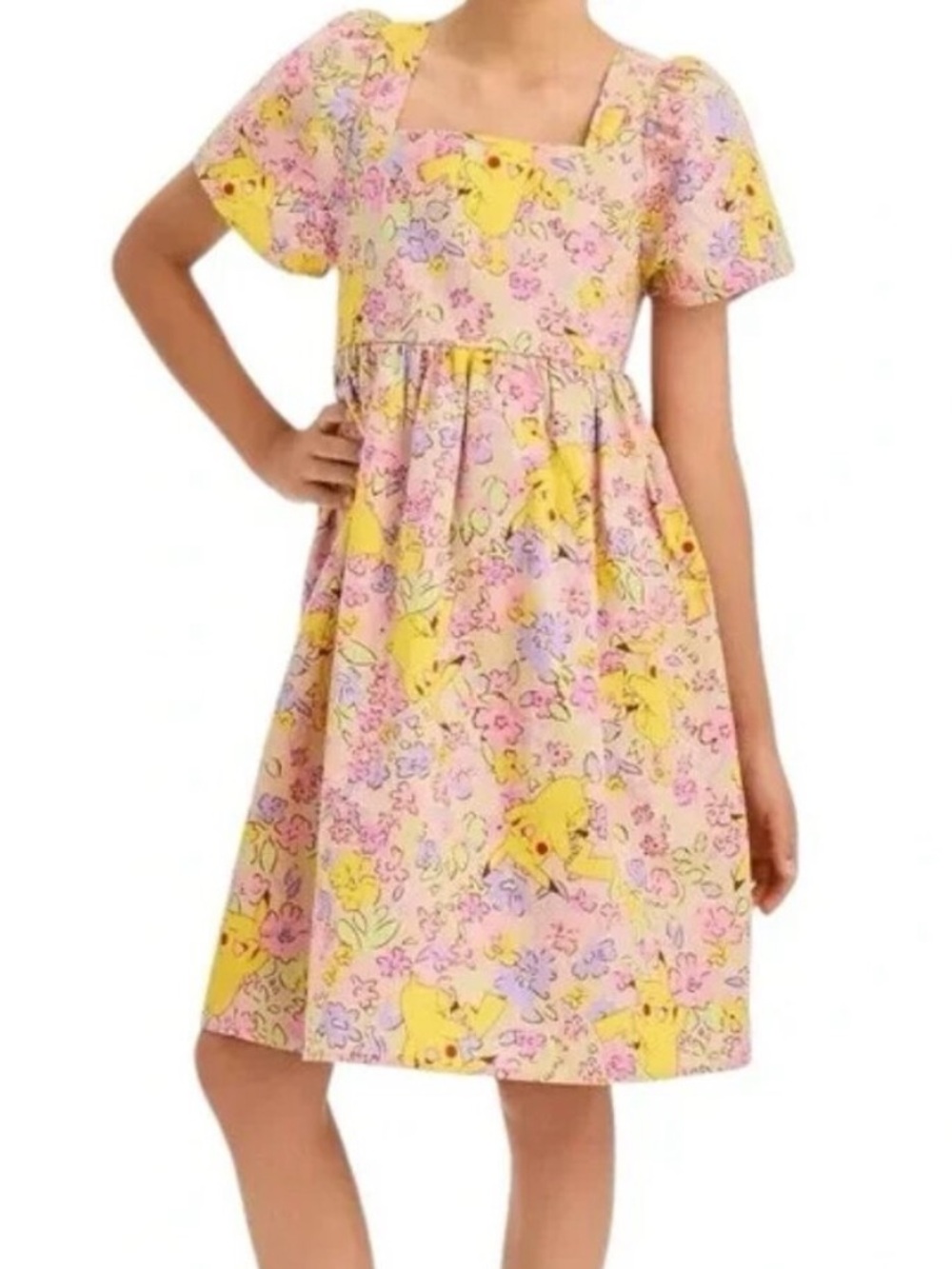 Pokemon Girls Pink Floral Pikachu Dress Size Small 6/7